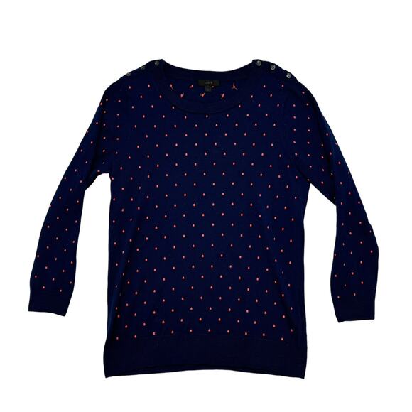 J.CREW Blue & Pink Swiss Dot Crew Neck Sweater Size Large Womens - Picture 4 of 10